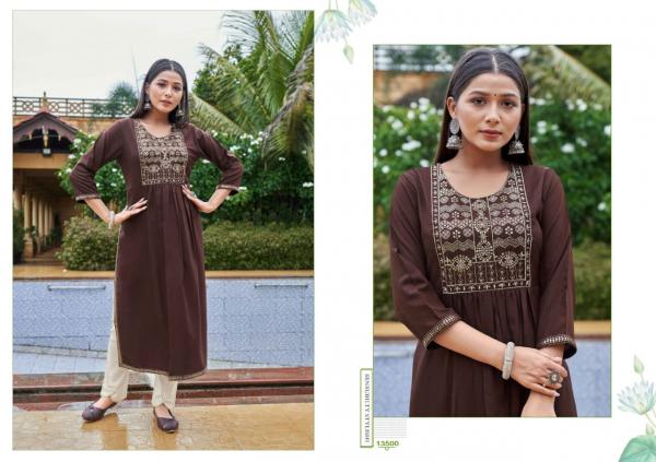 Kalaroop Carbon Fancy Rayon Embroidery Kurti Collection